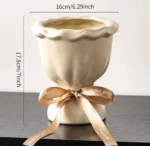 ins-style-cream-yellow-vase-with-ribbon-high-quality-large-size