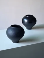 Matte Bla Cerc Flower Vase New Chinese Sle Large Belly Hydroponic Plant Tea Room Desktop eenery Decorative Accories - Image 2