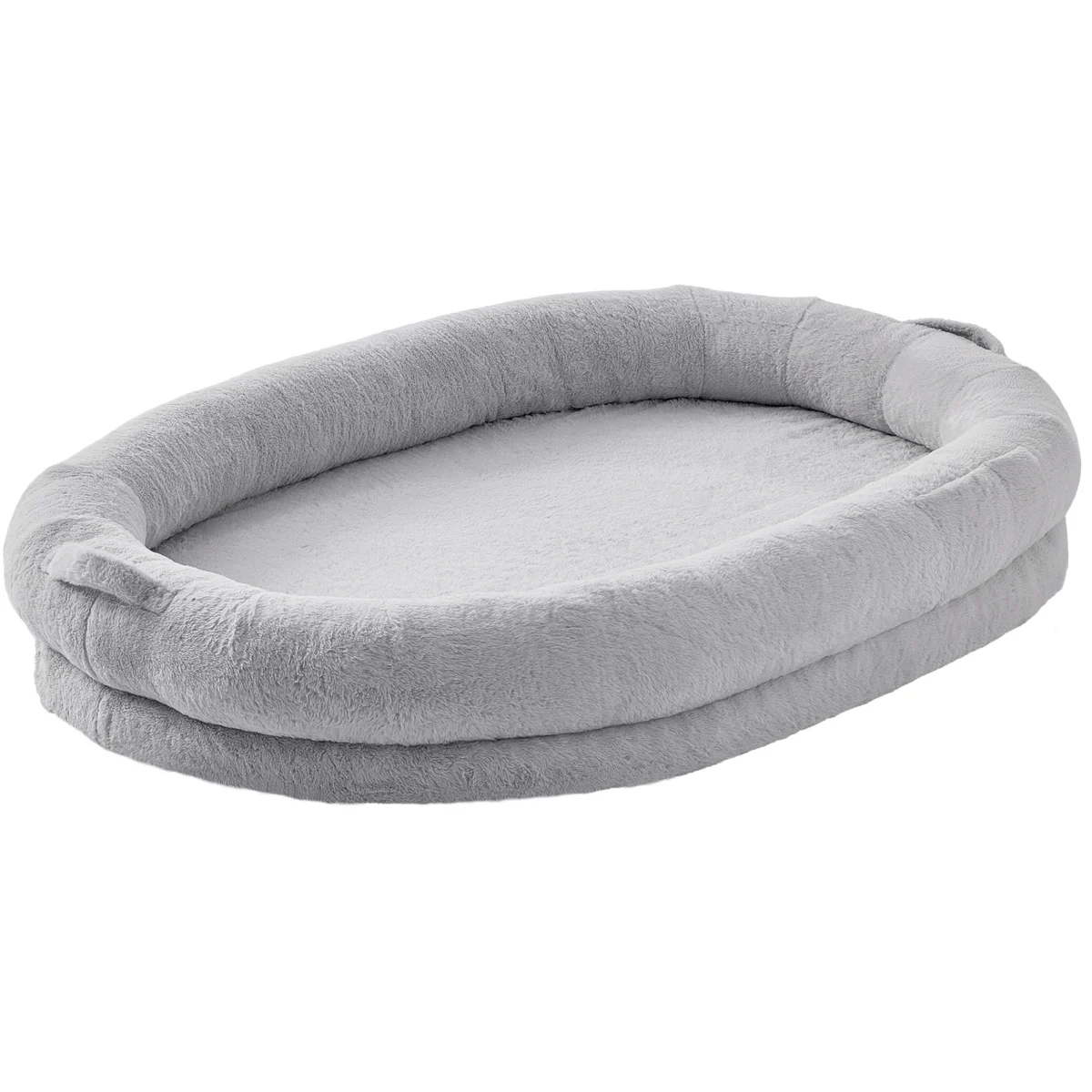 Succebuy Human Dog Bed Human Dog Bed For Adult Human Size Dog Bed With Washable Faux Rabbit Fur Cover Egg Orthopedic Foam Grey - Image 1