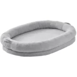 SucceBuy Human Dog Bed Human Dog Bed for Adult Human Size Dog Bed with Washable Faux Rabbit Fur Cover Egg Orthopedic Foam Grey