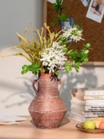 Retro Cerc Flower Vase Terracotta Pot Decorative Floral Arrangement Home Decor Large Medium Small Size Antique Sle - Image 5