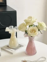 Ruthenium Glass Lace Skirt Vase French Sle Small Size Tabletop Flower Pot for Home Decor Bedroom Living Room Dining Room - Image 2