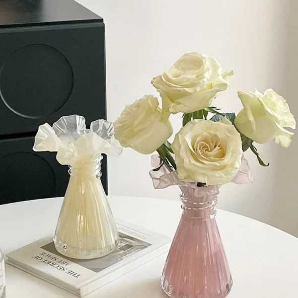 Elegant Ruthenium Glass Lace Skirt Vase for Chic Decor