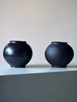 Matte Bla Cerc Flower Vase New Chinese Sle Large Belly Hydroponic Plant Tea Room Desktop eenery Decorative Accories