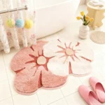 Bathroom Floor Mat Two Color Flower Pattern Premium Soft and Comfortable Bathtub Rug Suitable for Bathroom Bathtub Laundry Room - Image 2