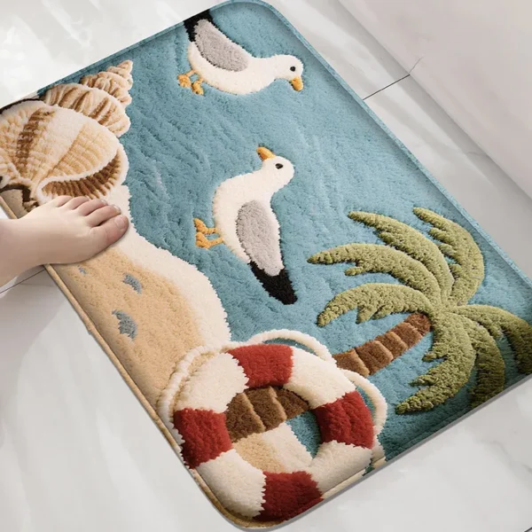 Seaside series bathroom anti slip floor mat, shower room small carpet, washbasin, absorbent foot mat, modern decorative mat