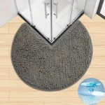New Circular Corner Thickened Bath Mat Non-slip Water Absorbent Bathroom Carpet Solid Color L-shaped Floor Carpet Shower Rug - Image 6