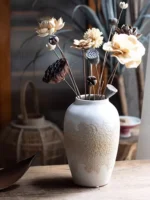 Handmade Rough Pottery Jar Modern Simple Living Room Pottery Dried Flowers Ceramic Flower Arrangement Vase Arrangement - Image 2