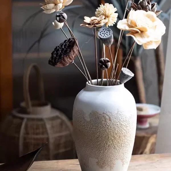 Artisan Rough Pottery Vase for Modern Minimalist Decor