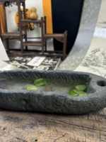 Retro Chinese Sle Han Bri Stone Art Flower Pot Zen Hydroponic een Plant Countryside Flower Desktop Scenery Flower Pot - Image 4