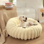 Cozy Plush Round Pet Bed for Medium Dogs & Cats - Winter Warmth - Image 4