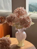 Pink Glass Flower Vase Mid-century Lacquerware Orchid Decoration Living Room New Home Decorative Ornaments Ins - Image 3