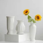 Nordic White Cerc Flower Vase Simple Dry Flower Holder Fre Flower Arrangement Living Room Desktop Decoration Ornaments - Image 2