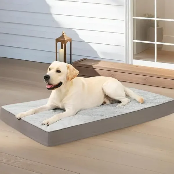 Indestructible Dog Bed for Large Dogs – Chew Proof Orthopedic Foam Pet Bed, Waterproof & Washable Crate Mat for XL Dogs, Durable