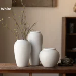 Retro Chinese Cerc Flower Vase Simple White Decorative Dry Flower Insertion No Tead Coarse Pot for Living Room - Image 5