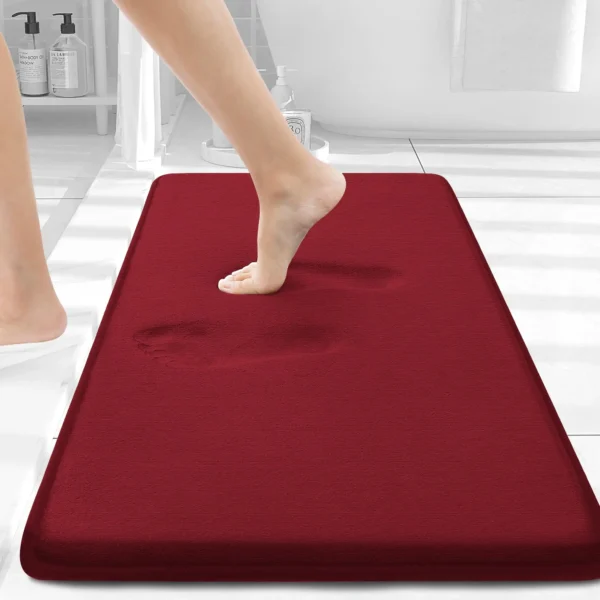 Olanly Silicone Bath Mat Memory Foam Carpet Non-Slip Shower Bathroom Rug Soft Foot Mat Stone Floor Super Absorbent Quick Dry Rug