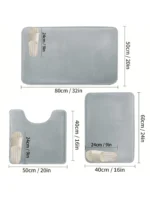 3PC bathroom waterproof non-slip sponge carpet three-piece set, can wash home decoration - Image 2