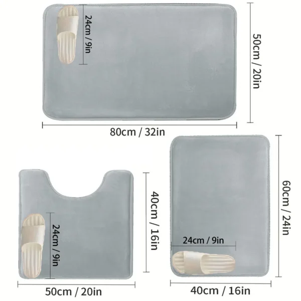 3PC bathroom waterproof non-slip sponge carpet three-piece set, can wash home decoration