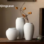 Retro Chinese Cerc Flower Vase Simple White Decorative Dry Flower Insertion No Tead Coarse Pot for Living Room - Image 3