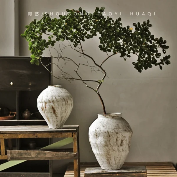 Handcrafted Wabi-Sabi Ceramic Vase for Dried Flower Elegance