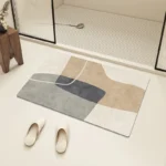 Absorbent Bath Rug Mat Bathroom Non-slip Area Bath Rug Home Decor Cream Beige Stripes Area Rugs Toilet Entrance Diatom Mud Mat - Image 3