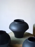 Matte Bla Cerc Flower Vase New Chinese Sle Large Belly Hydroponic Plant Tea Room Desktop eenery Decorative Accories - Image 5