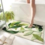 50x80cm Gift Leaf Bathmat Bathroom Rug Anti-slip Soft Ultrafine Fiber Water Absorbing Machine Washable Floor Mat Bath Tub Carpet