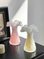 Ruthenium Glass Lace Skirt Vase French Sle Small Size Tabletop Flower Pot for Home Decor Bedroom Living Room Dining Room - Image 5