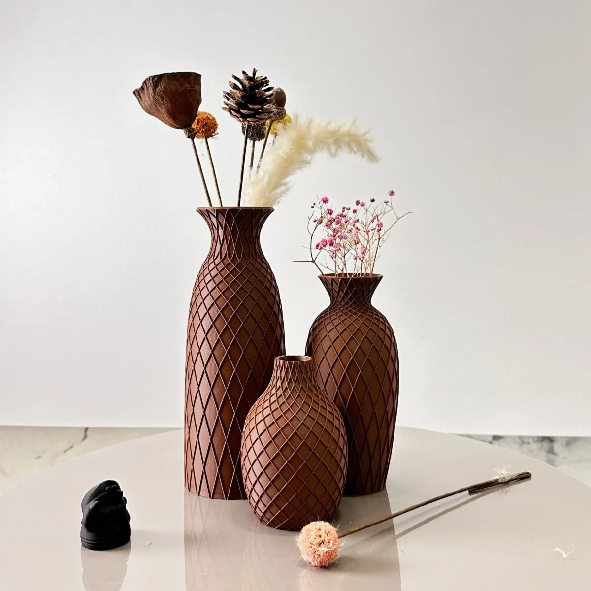 3-Piece Set Of Spider Web Textured Vase, Bohemian Style Vase Decoration, Dried Flower Arrangement Vase, Suitable For Modern Home Decoration Ornaments, Office Decoration Ornaments Vase, Best Holiday Gifts - Image 4