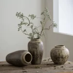 Jingdezhen Zen ornament large rough pottery jar handmade flower arrangement retro nostalgic ceramic vase