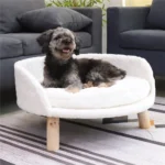 Luxurious Cotton Elevated Pet Sofa Bed with Waterproof Cushion