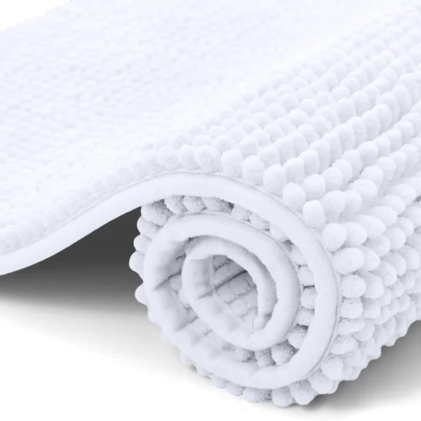 Kitinjoy Luxury Chenille Bath Mat Soft Non-slip Bathroom Shower Rug Extra Absorbent Mat Washable Quick Drying Foot Floor Carpets