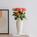 Sleek Minimalist Cream Flower Vase for Elegant Home Decor - Image 4