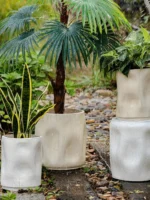 Nordic Elegance Large Bamboo Flower Pot in Durable Magnesium Clay - Image 3
