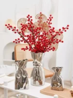 Premium Feeling Simple Silver Plated Ceramic Vase Living Room Table Creative Flower Arrangement Flower Holder - Image 2