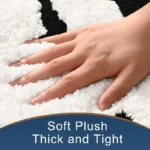 1pc "BATH" Design Non-Slip Bath Mat, Ultra Absorbent Polyester Bathroom Rug, Black and White Textured Entryway Carpet - Image 5