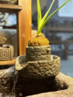 Retro Water Cultivation Ornament Stone Mill Tea Pet Folk Sle Fi Tank Birthday Gift Living Room Decorative Accories - Image 5
