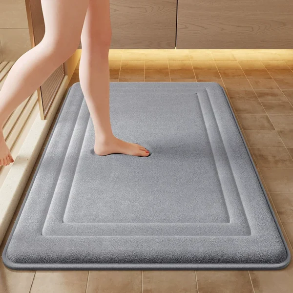 Coral Velvet Anti-skid Bathroom Mat,Quick Water Absorption Toilet Mat,Soft Comfortable Pad, Easy Mat Bathroom Use Doormat