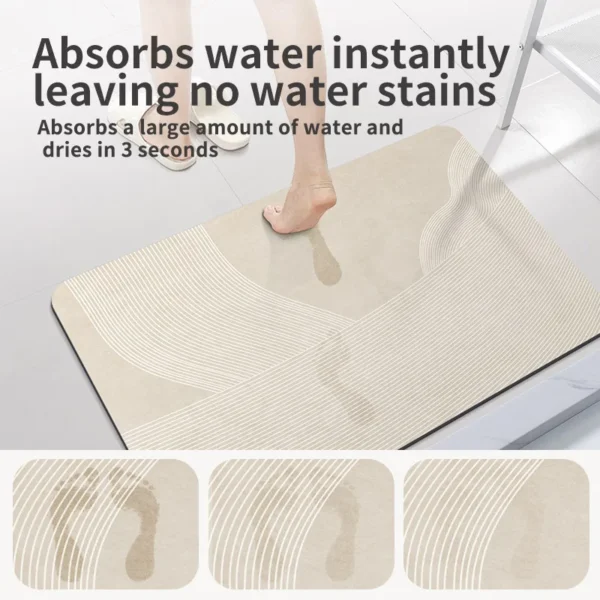 Non-Slip Diatomite Bath Mat Bathroom Foot Mats Absorbent Diatomite Mud Bathroom Rug Quick Dry Shower Toilet Carpet For Hallway