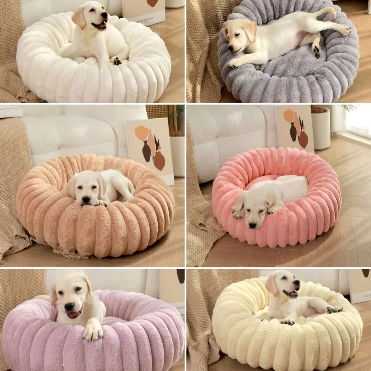 Kf-S7F55Ac5213704Aeba4A76569Ab927384Z Cozy Plush Round Pet Bed For Medium Dogs &Amp;Amp; Cats - Winter Warmth - Image 1
