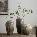 Jingdezhen Zen ornament large rough pottery jar handmade flower arrangement retro nostalgic ceramic vase - Image 2