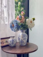 Retro Cerc Blue-and-White Porcelain Vase Floral Decorative Accories for Living Room Fre Flowers Artificial Flowers - Image 3
