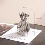 Premium Feeling Simple Silver Plated Ceramic Vase Living Room Table Creative Flower Arrangement Flower Holder - Image 6