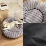 Cozy Plush Round Pet Bed for Medium Dogs & Cats - Winter Warmth - Image 6