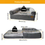 Foldable Human Dog Bed for Adult 2 in 1 Calming Large Dog Bed Washable Waterproof Dog Sofa Couch Bed Plush Cover Bolster Lounge - Image 5