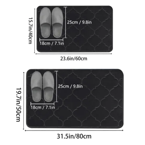 2 pieces of embossed flannel bathroom absorbent floor mats 2-piece set furry shower room non-slip floor mats home entrance mats