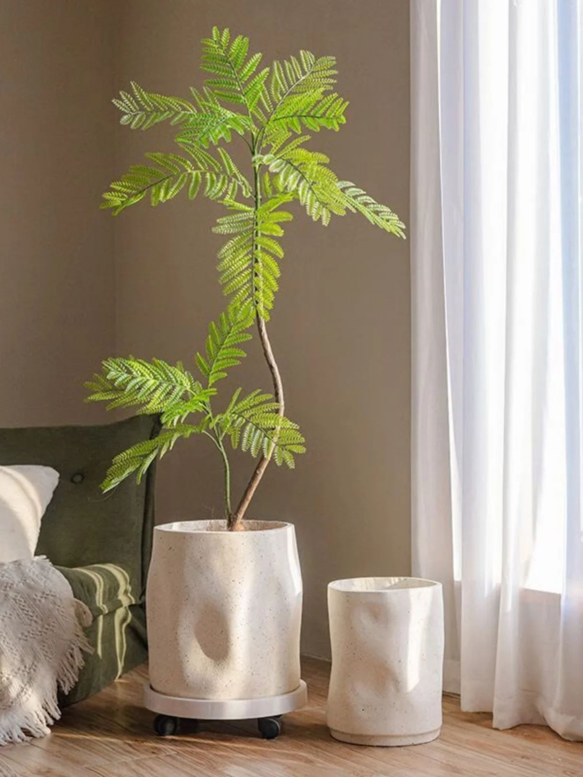 Kf-S9Da72870E98547Cd861Cdd69E837Aaa3K Nordic Elegance Large Bamboo Flower Pot In Durable Magnesium Clay - Image 1