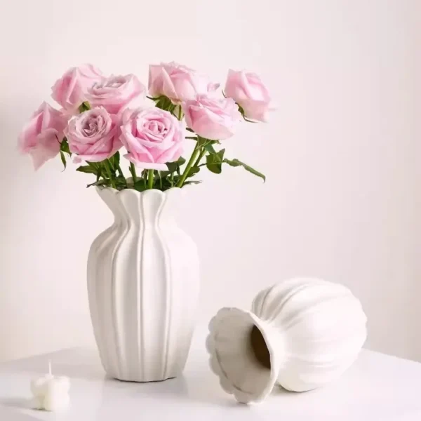 Nordic Gold-Trimmed Cream Vase: Elevate Your Decor Today!
