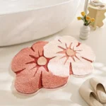 Bathroom Floor Mat Two Color Flower Pattern Premium Soft and Comfortable Bathtub Rug Suitable for Bathroom Bathtub Laundry Room - Image 2