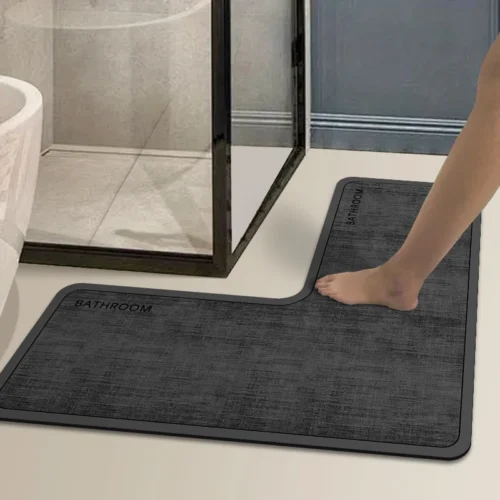 Simple shower room door absorbent mat diatom mud printed anti-slip mat bathroom mat dirt-resistant toilet mat